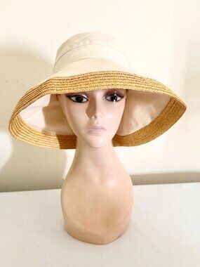 The Scala Collection Wide Brim Sun Hat One Size Cream Natural Woven Resort